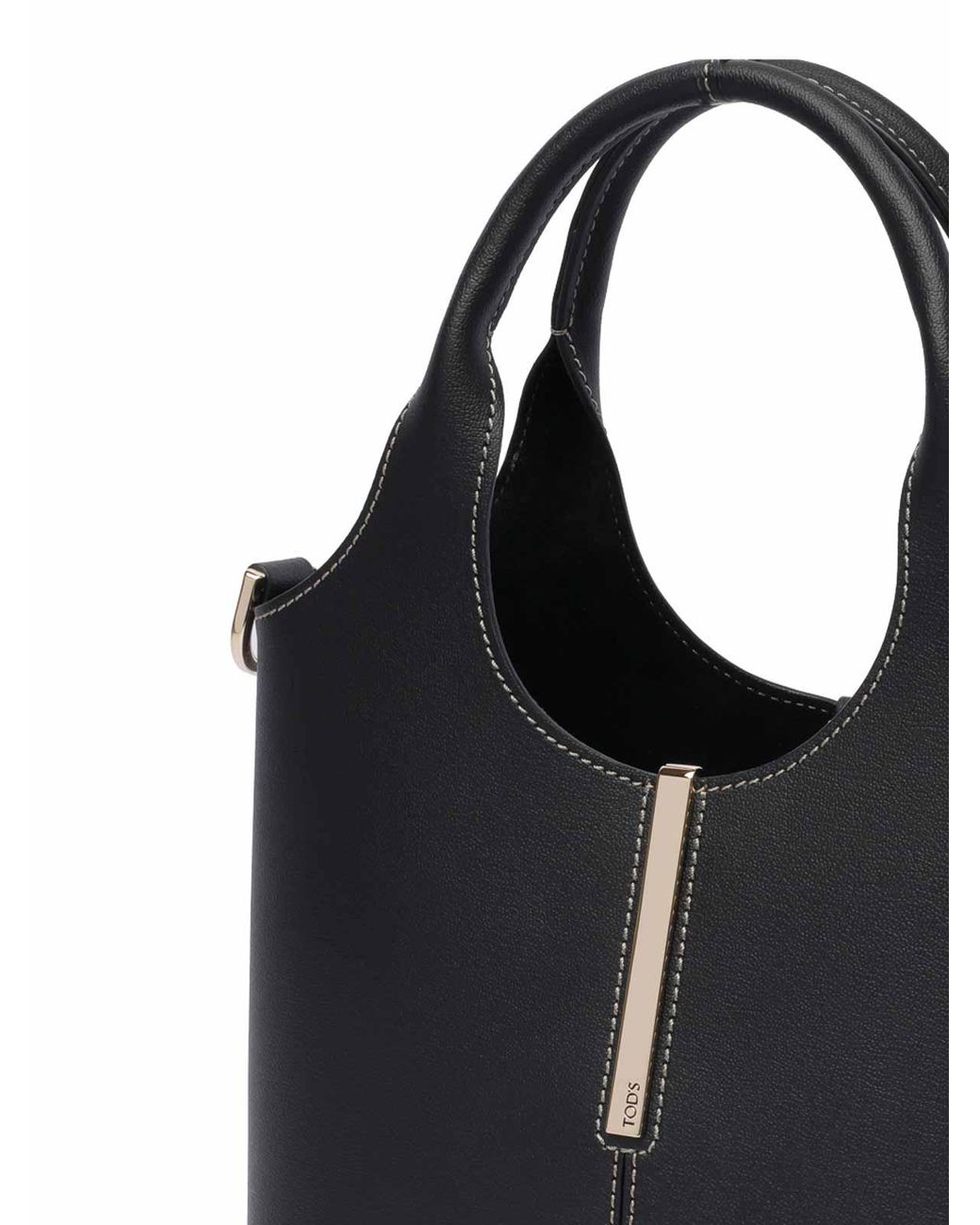 Tod's Black Mini Leather Shopping Tote Bag