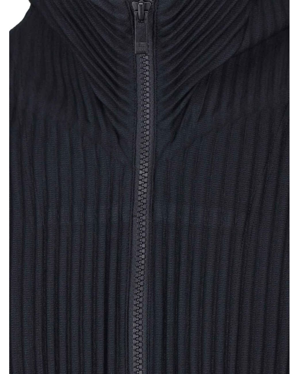 Homme Plissé Issey Miyake Blue Pleated Zip Sweatshirt for men