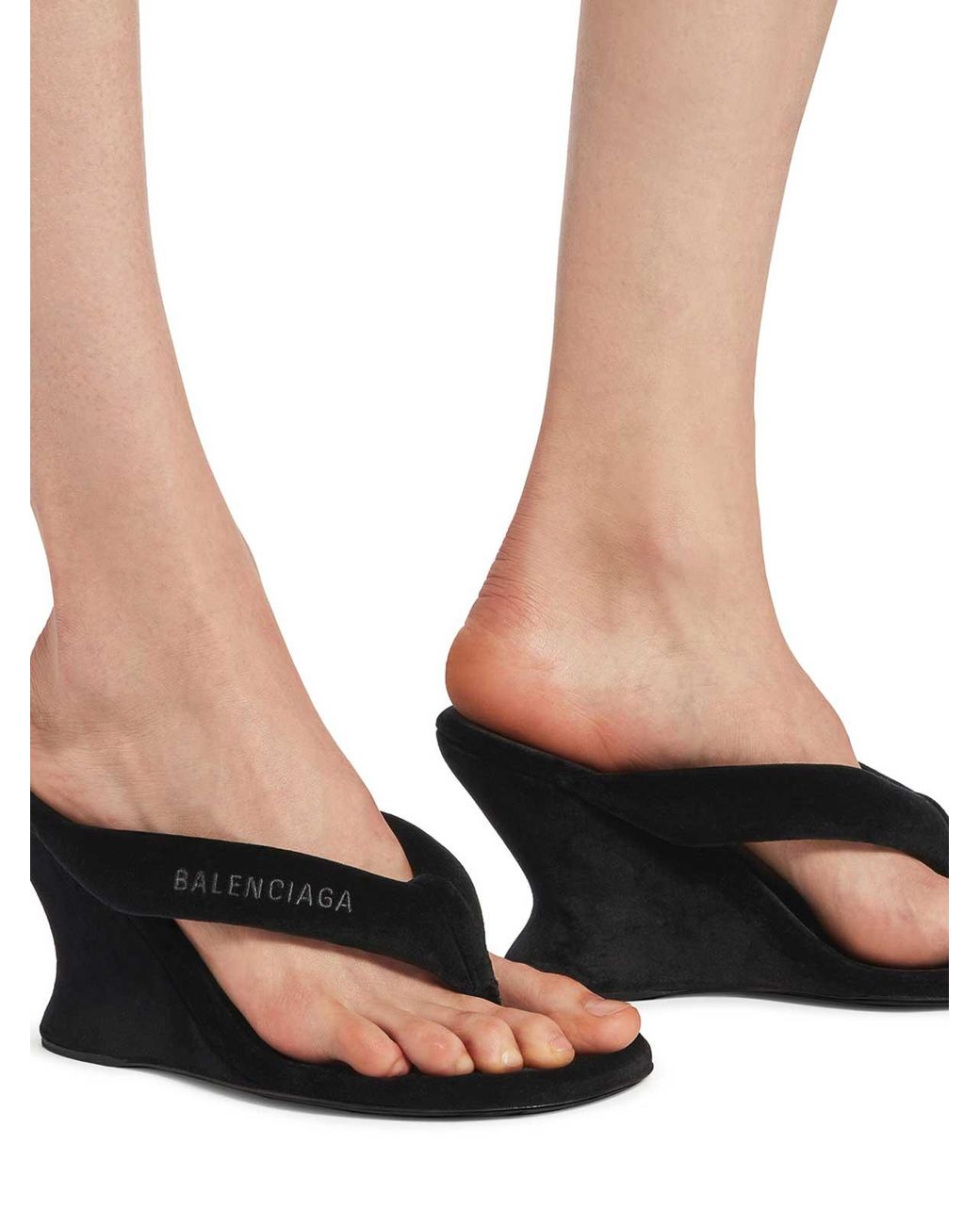 Balenciaga Black Gaeta Wedge Flip-Flops