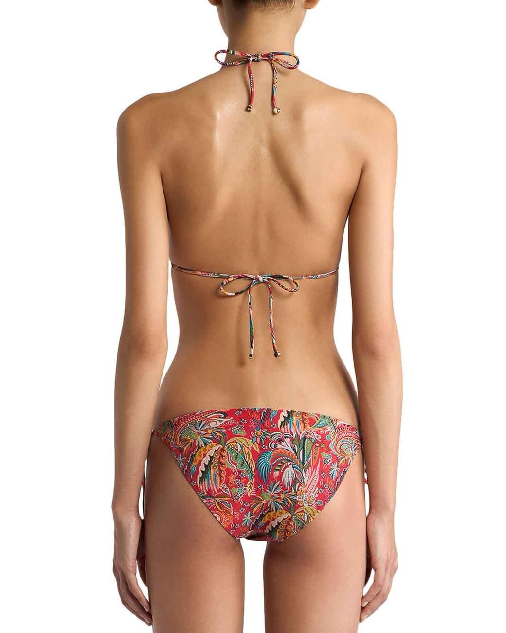 Etro Red Bikini With Paisley Foliage Motif