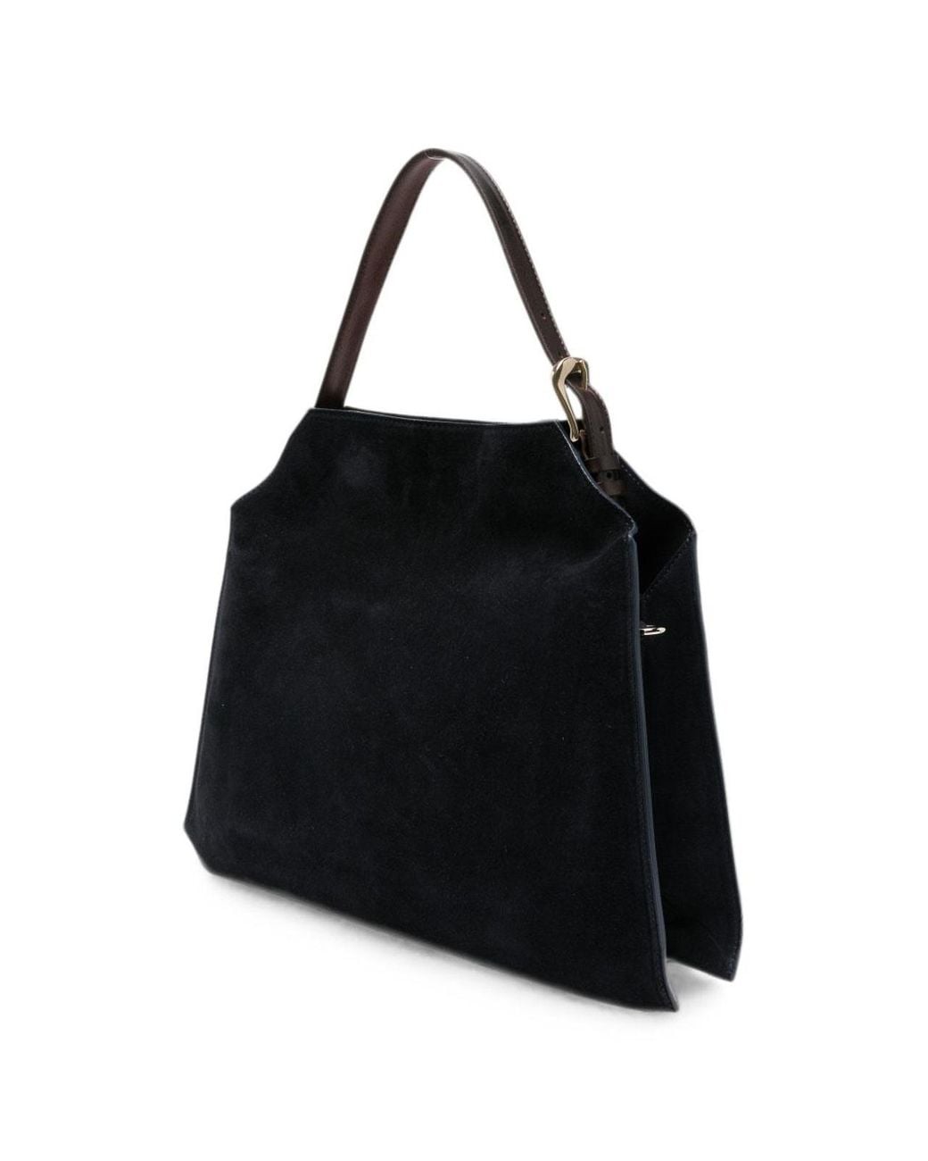 Orciani Black Trinity Peach Midi Suede Shoulder Bag