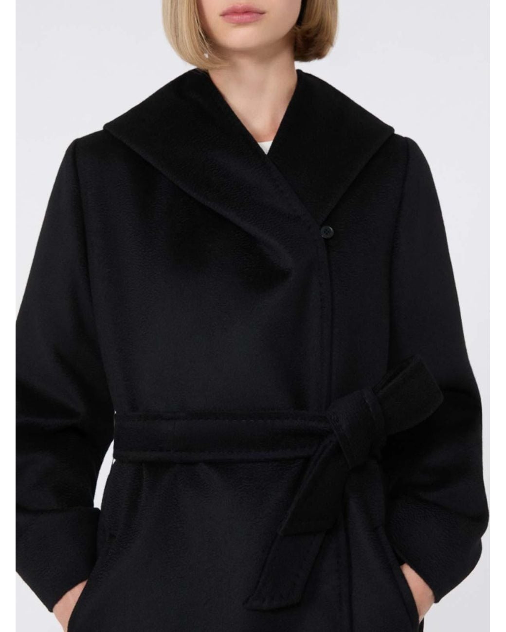 Max Mara Black Hooded Wool Coat