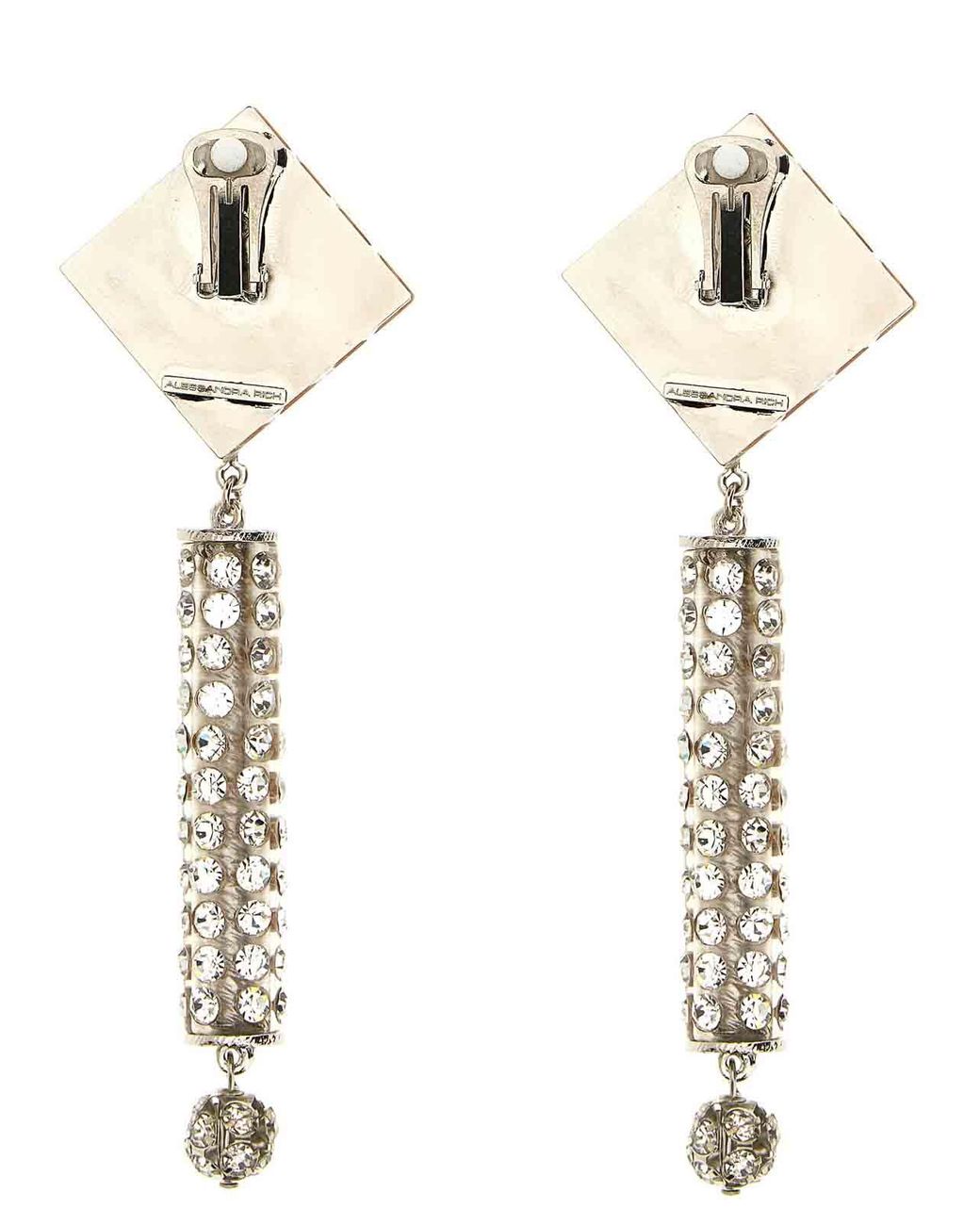 Alessandra Rich White Crystal Earrings