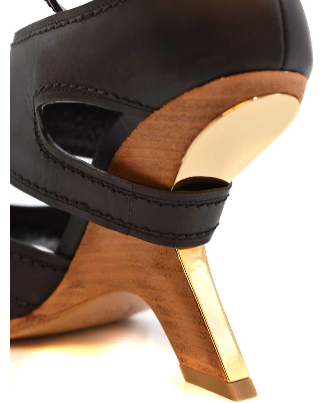 McQueen Black Leather Sandals