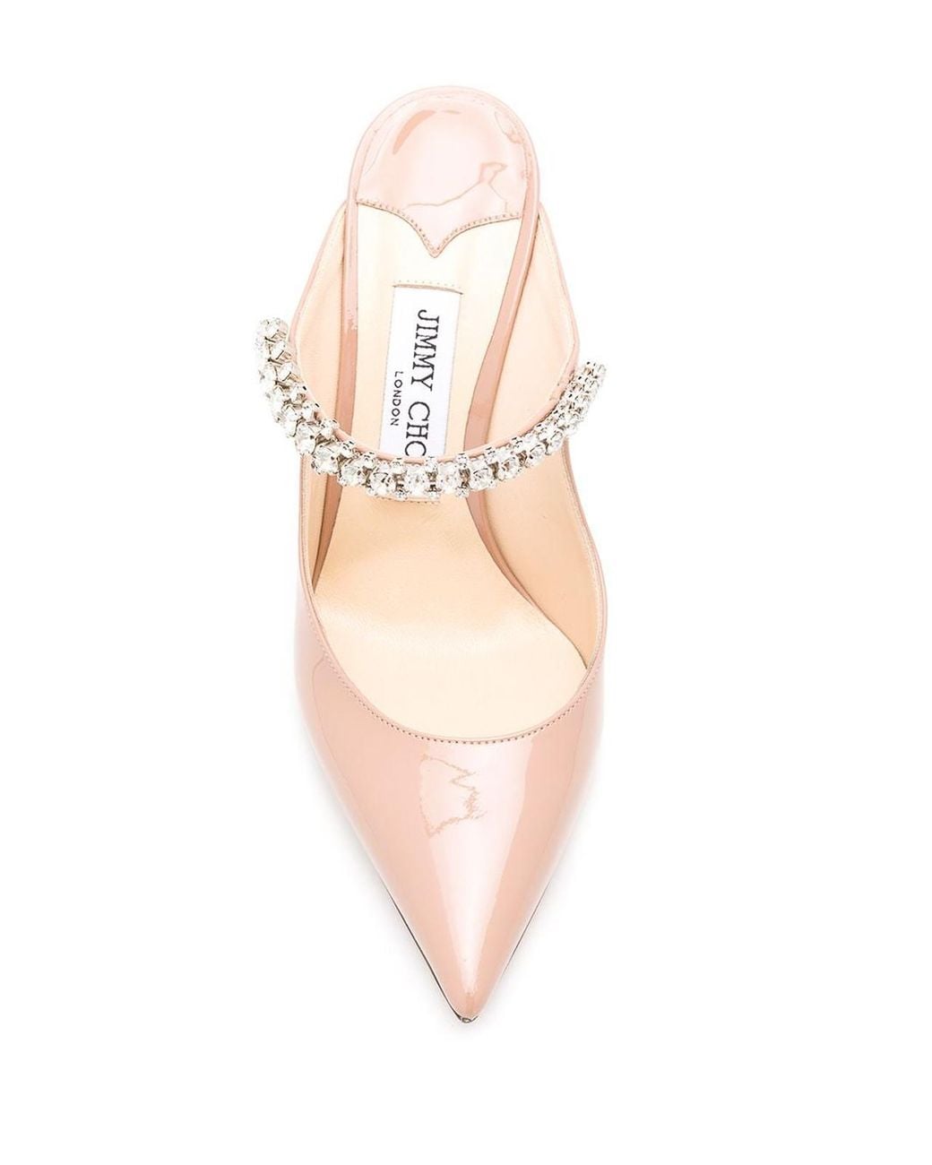 Jimmy Choo Pink Bing 100 Patent Leather Clog With Crystal Strap