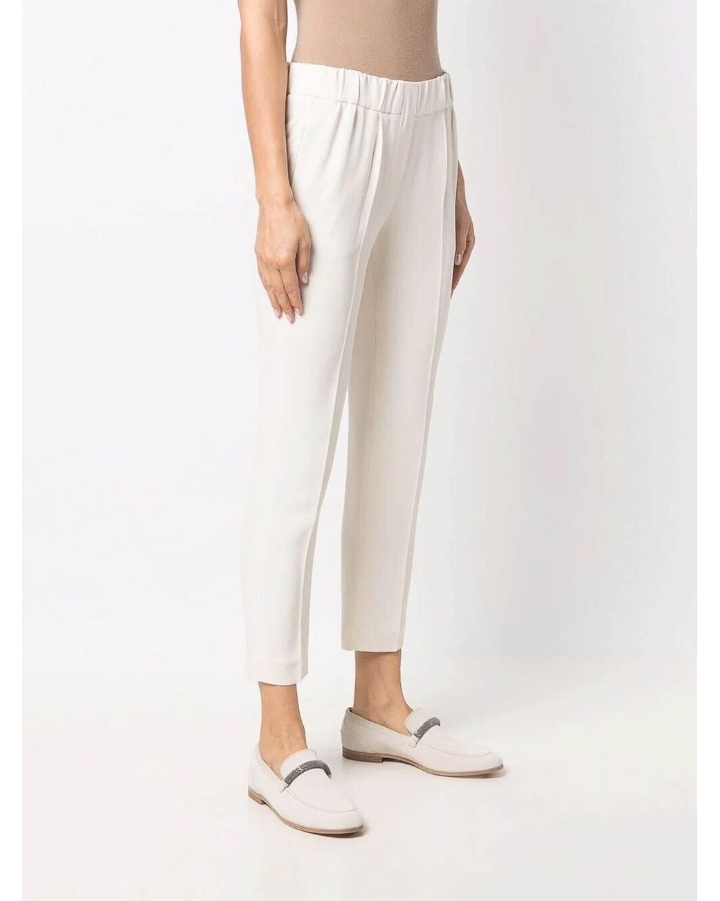 Brunello Cucinelli White Pull On Trousers