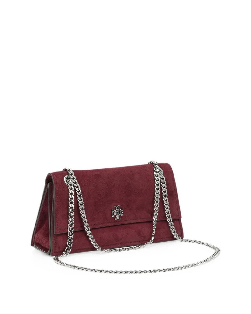 Tory Burch Purple Kira Turnlock Suede Shoulder Bag Merlot