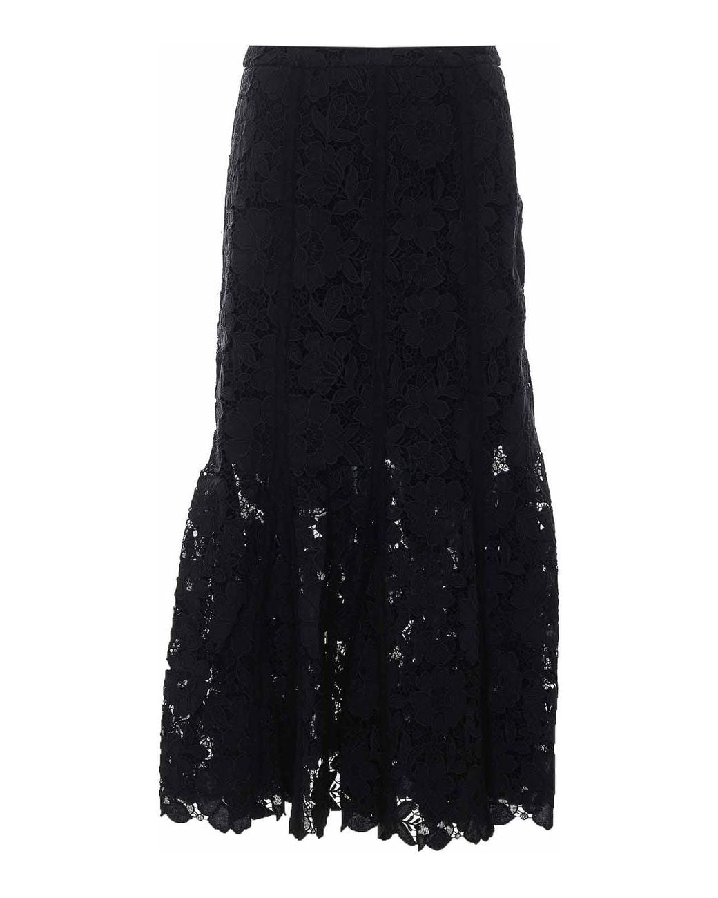 Self-Portrait Black Lace Midi Skirt