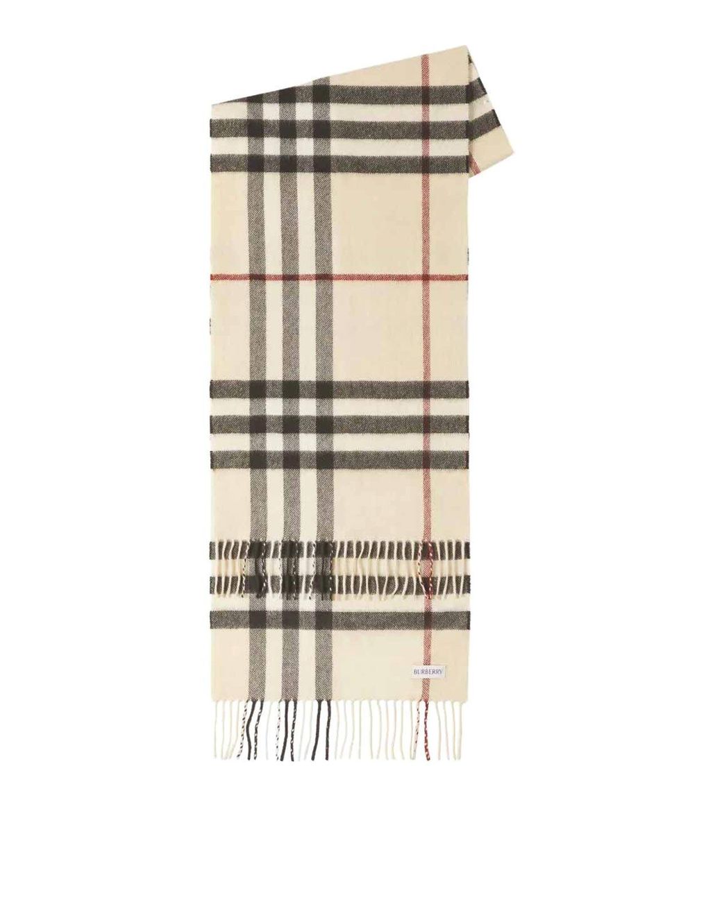 Burberry White Rectangular Check Cashmere Scarf