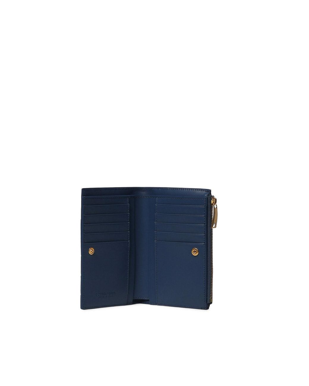 Bottega Veneta Blue Medium Intrecciato Bi-Fold Wallet