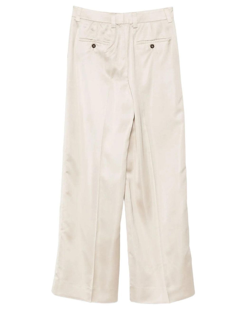 Incotex White Neera Wide-Leg Satin Trousers