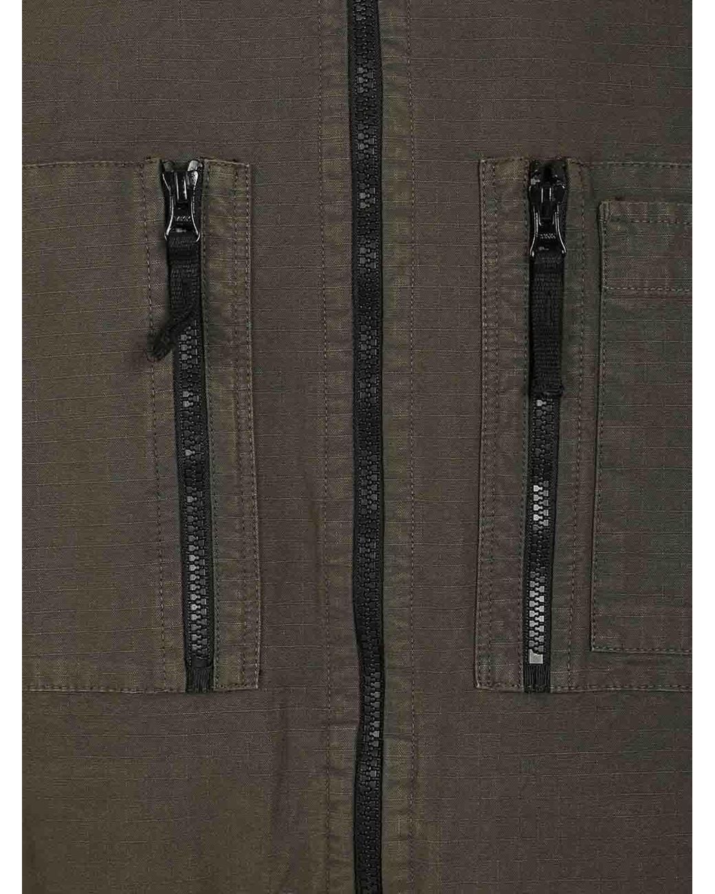 Stone Island Green Organic Cotton Ripstop Hooded Overshirt for men
