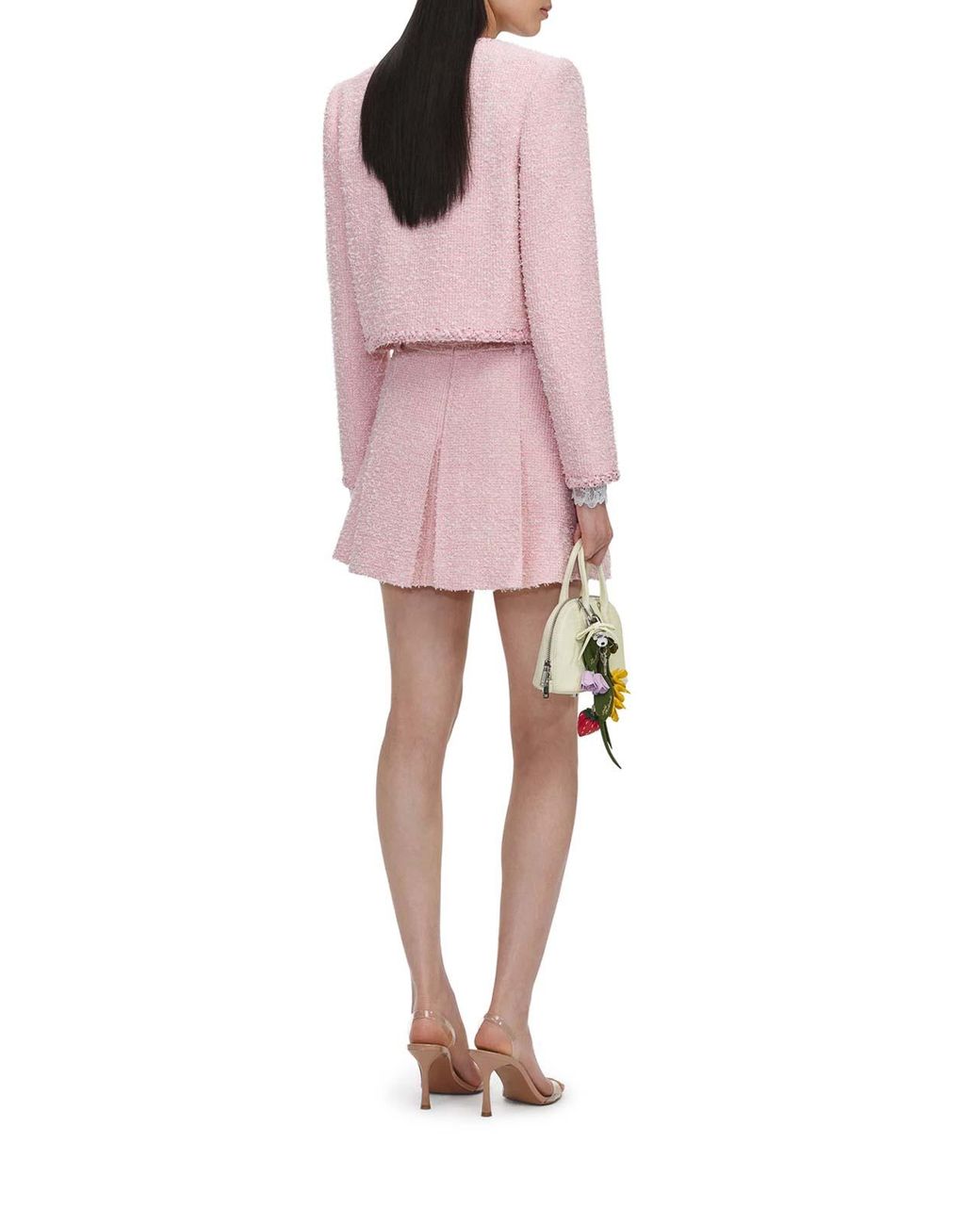 Self-Portrait Pink Cropped Boucle Jacket