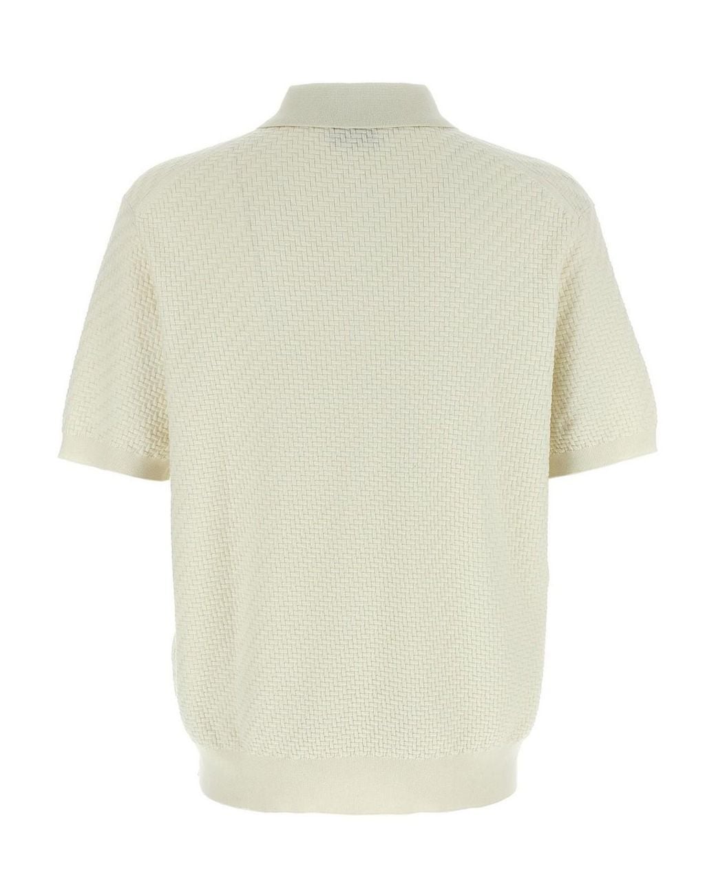Brioni White Knit Polo Shirt for men