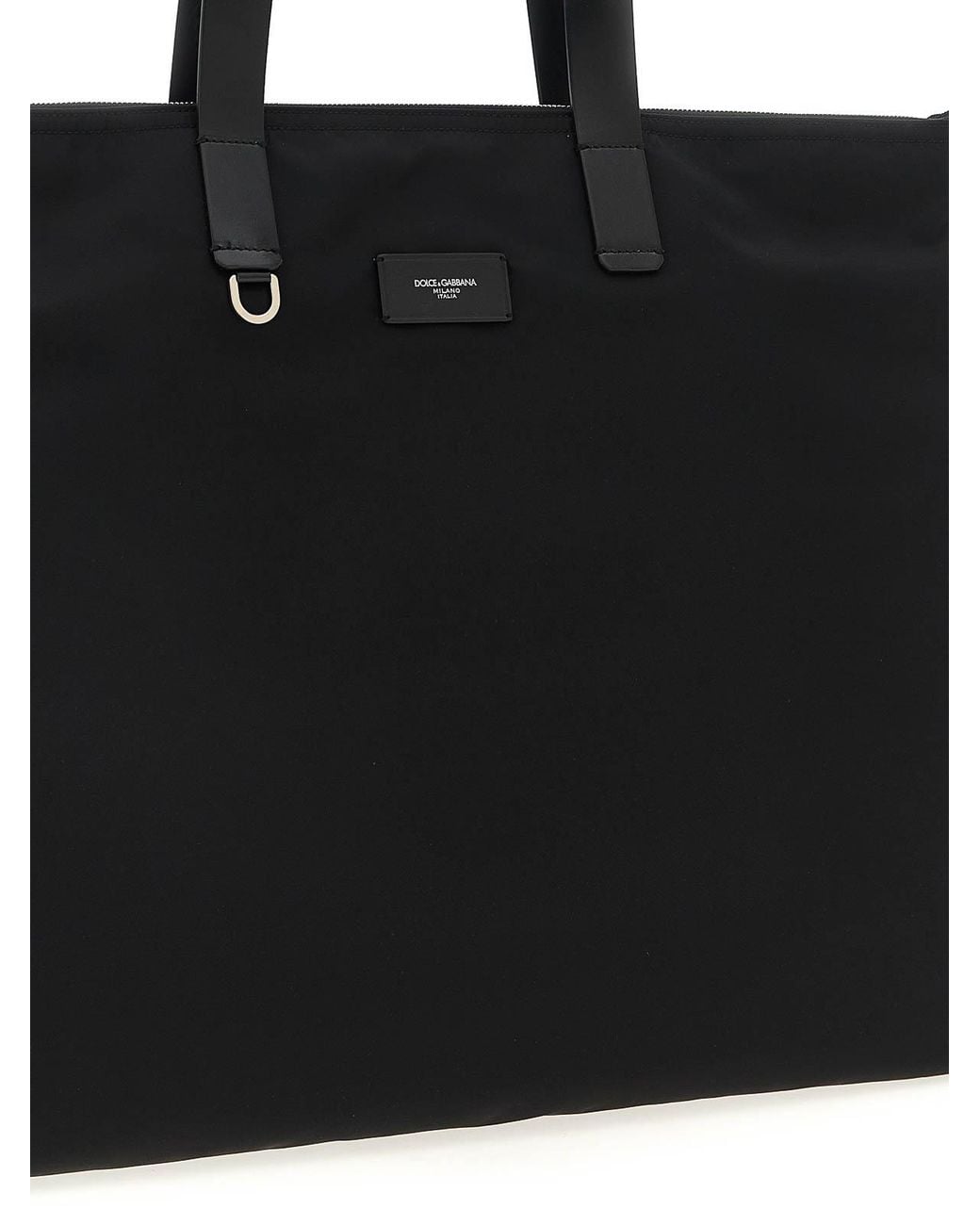 Dolce & Gabbana Black Big Logo Patch Shopping Bag for men
