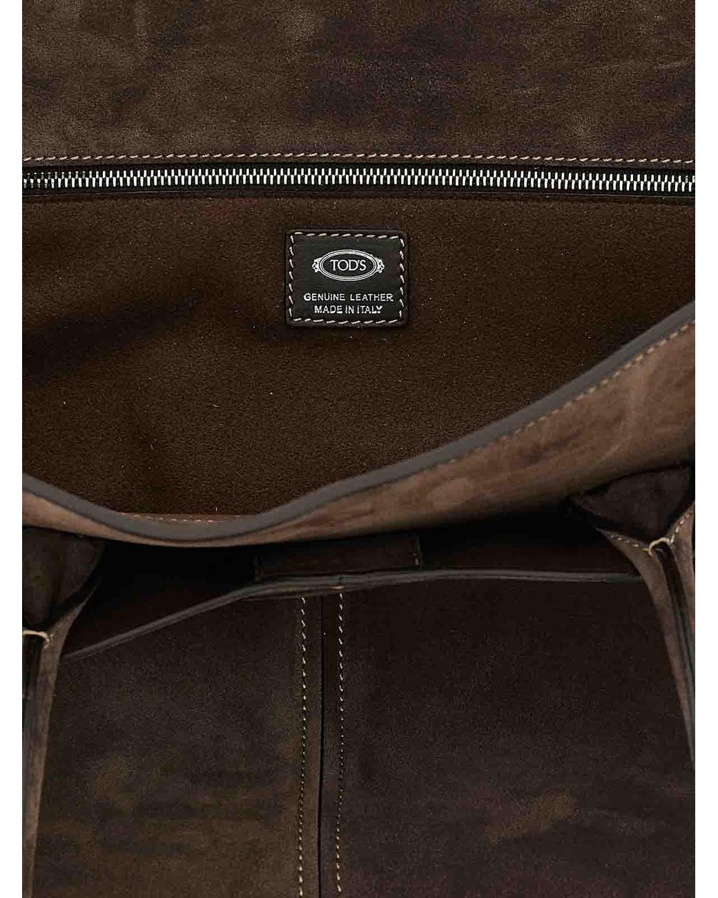 Tod's Black Medium Suede Shopping Bag