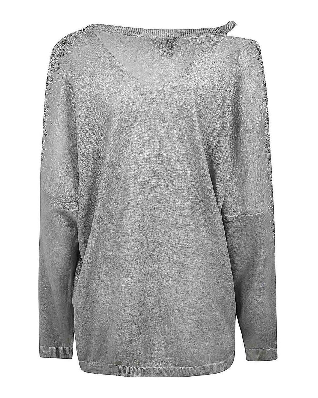 Avant Toi Gray Linen Cotton V-Neck Pullover