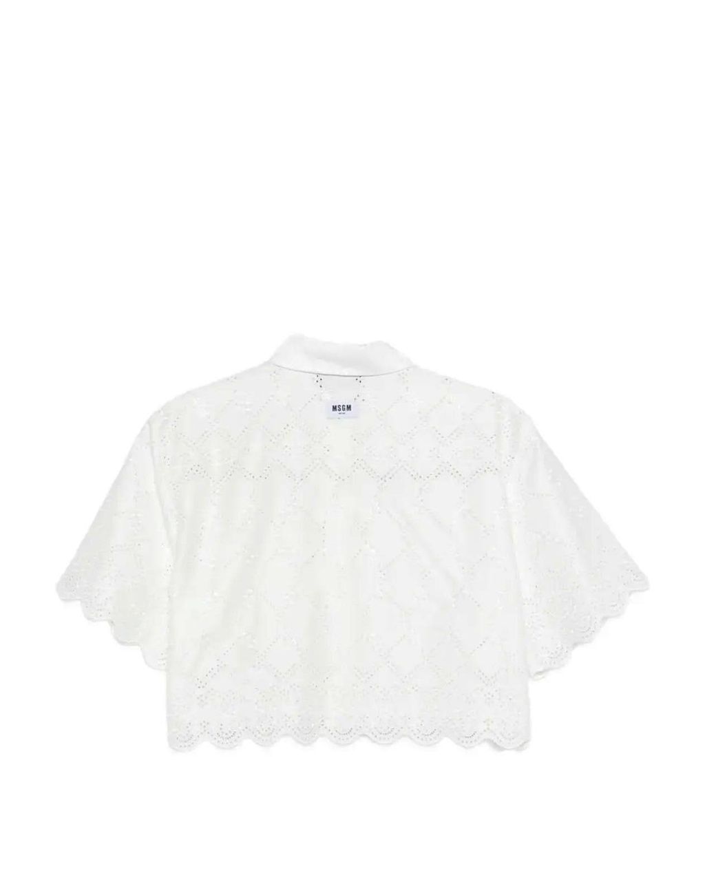 MSGM White Shirt With Sangallo Embroidery