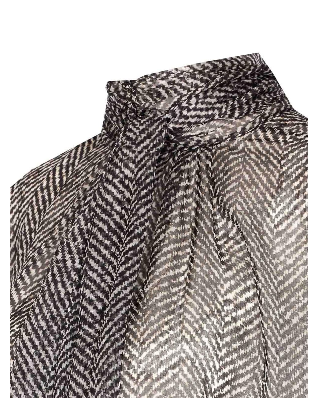 Dolce & Gabbana Gray Silk Chiffon Blouse