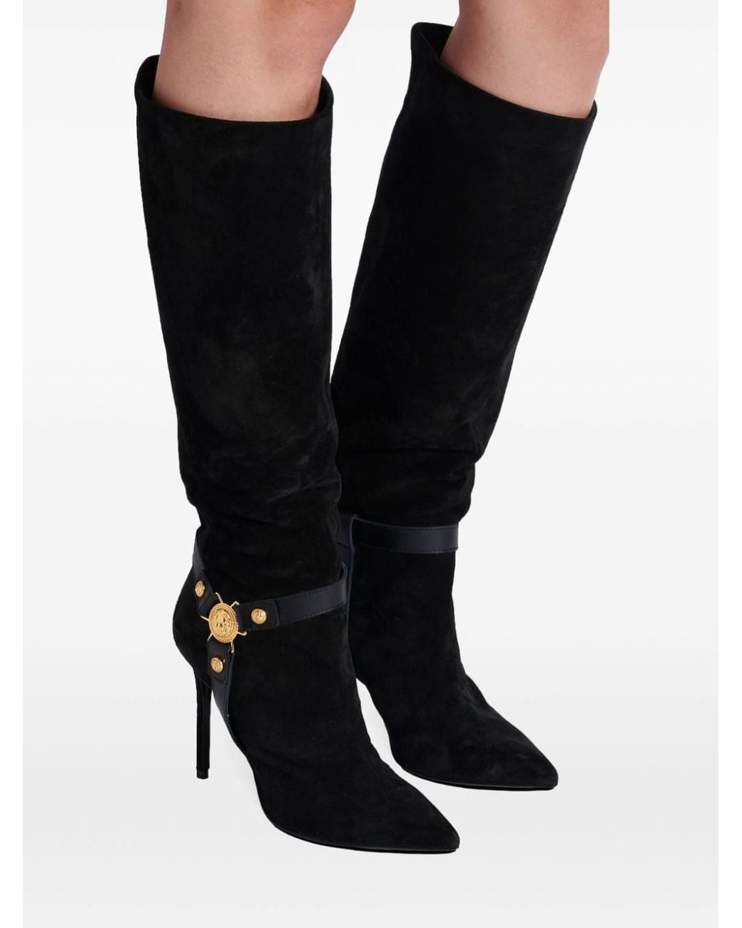 Balmain Black Eva High Stiletto Heel Boots