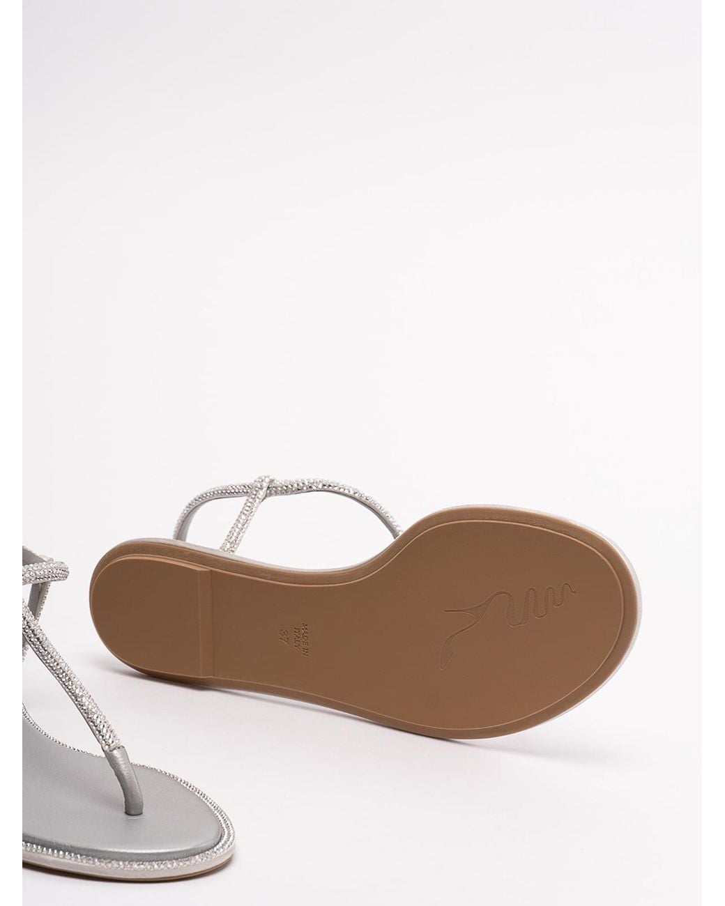 Rene Caovilla White Diana Flat Sandals