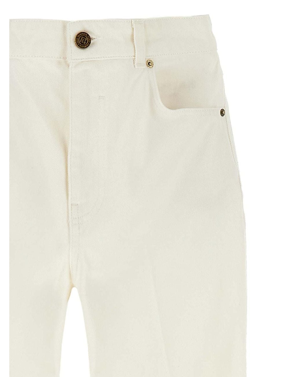 Balmain White Embroidery Jeans