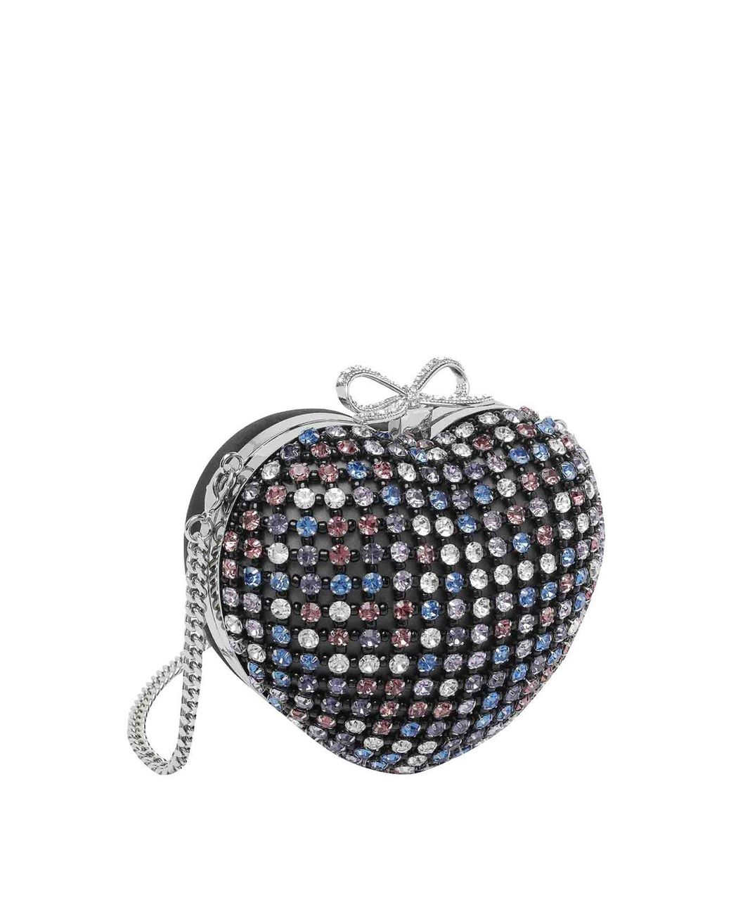 Self-Portrait White Crystal Heart Clutch