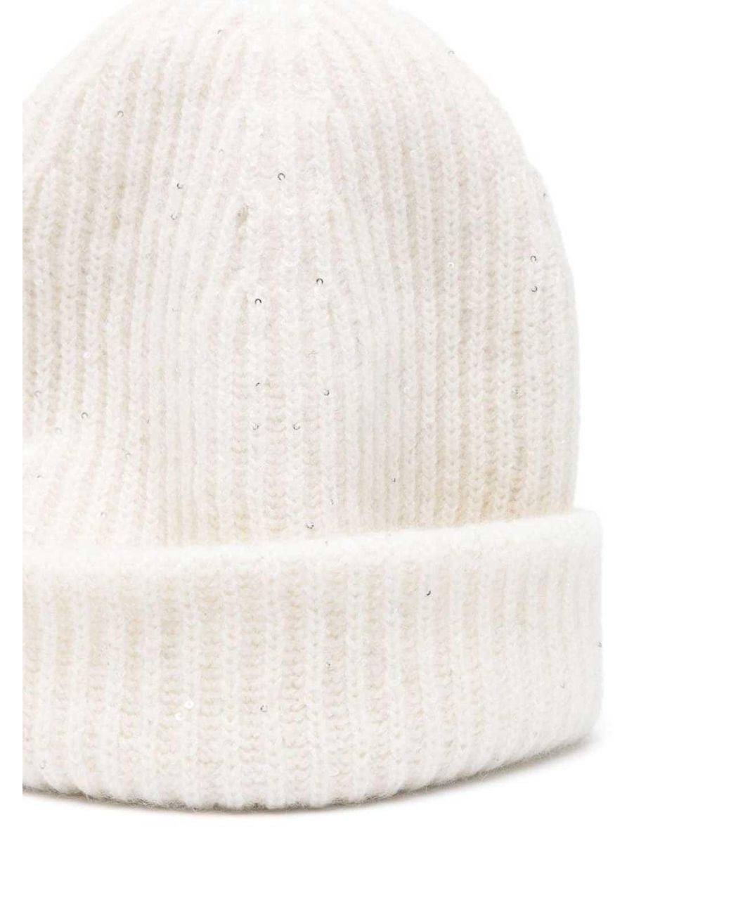 Fabiana Filippi White Ribbed Wool Blend Beanie