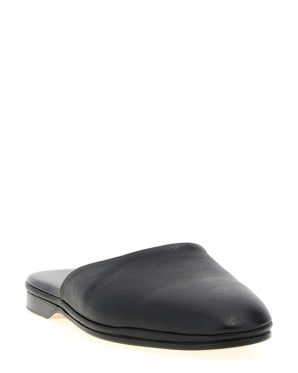 Brioni Black Leather Almond-Toe Mules