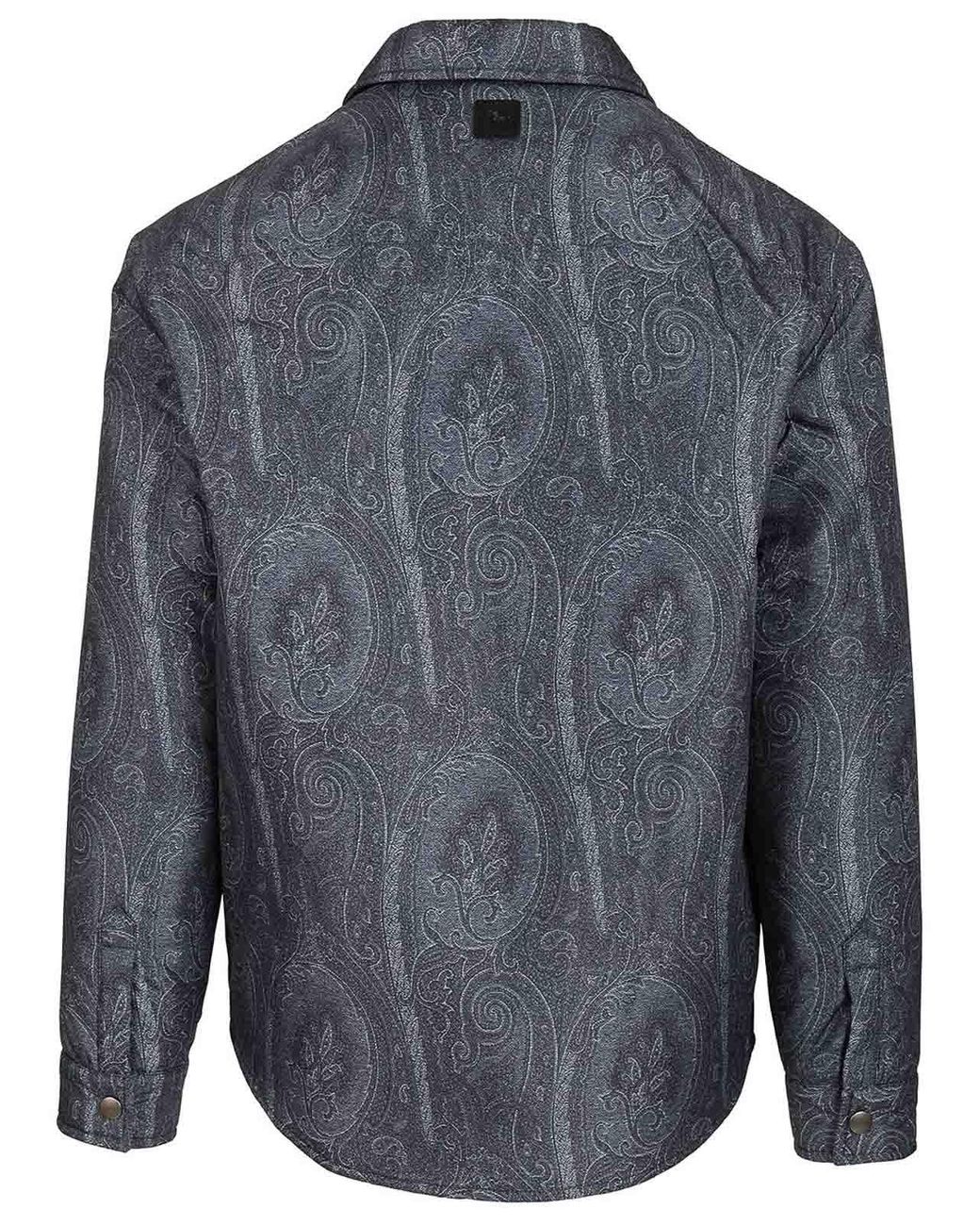 Etro Blue Paisley Decoration Overshirt for men