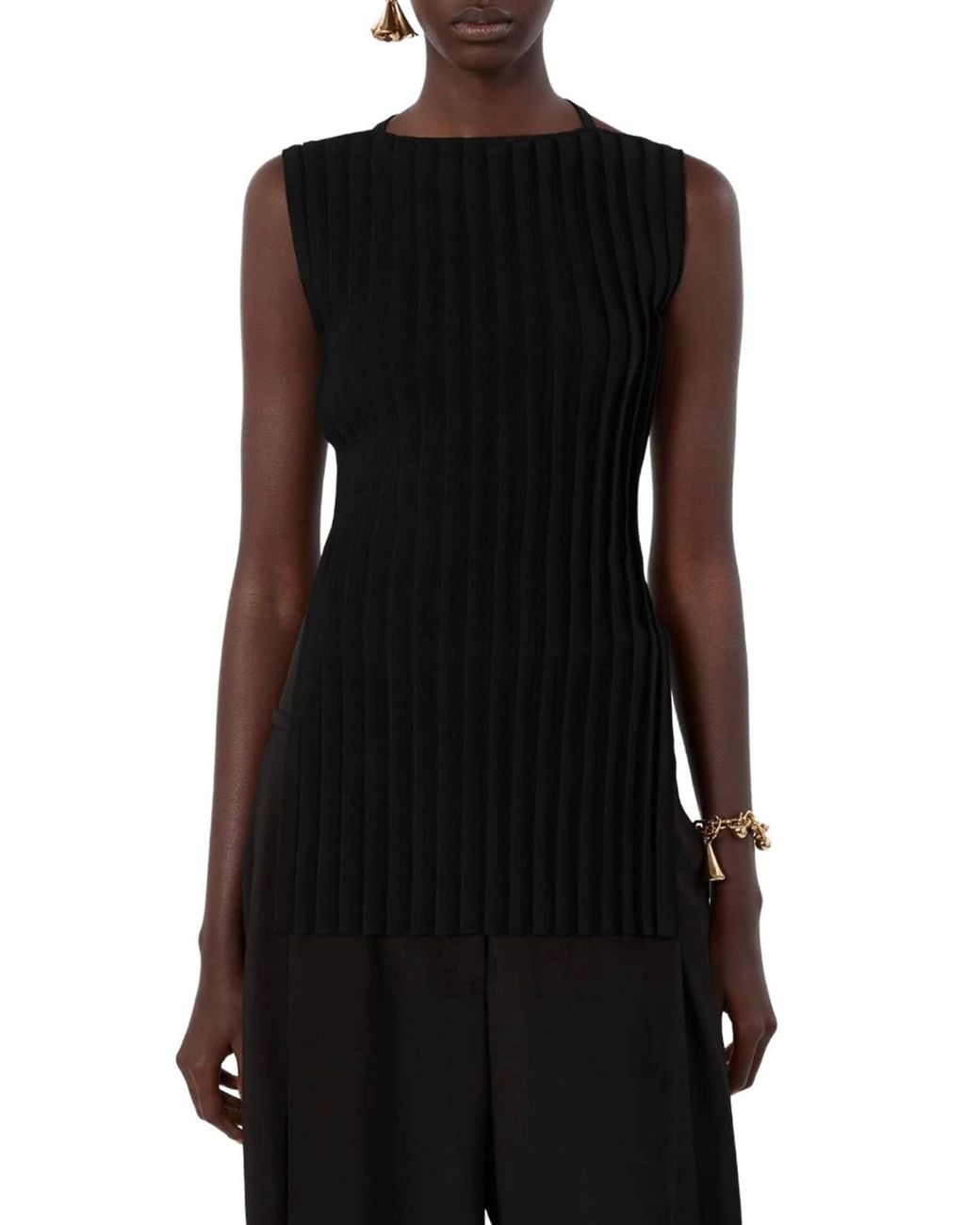 Sportmax Black Stretch Knit Top