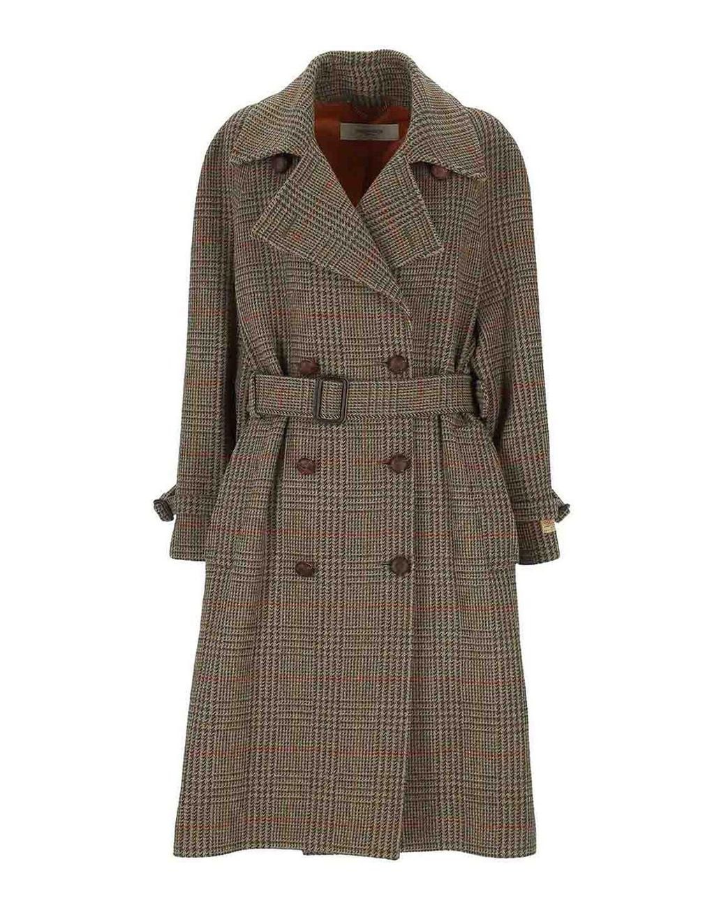 Golden Goose Deluxe Brand Brown Roxanne Double-Breasted Wool Check Coat