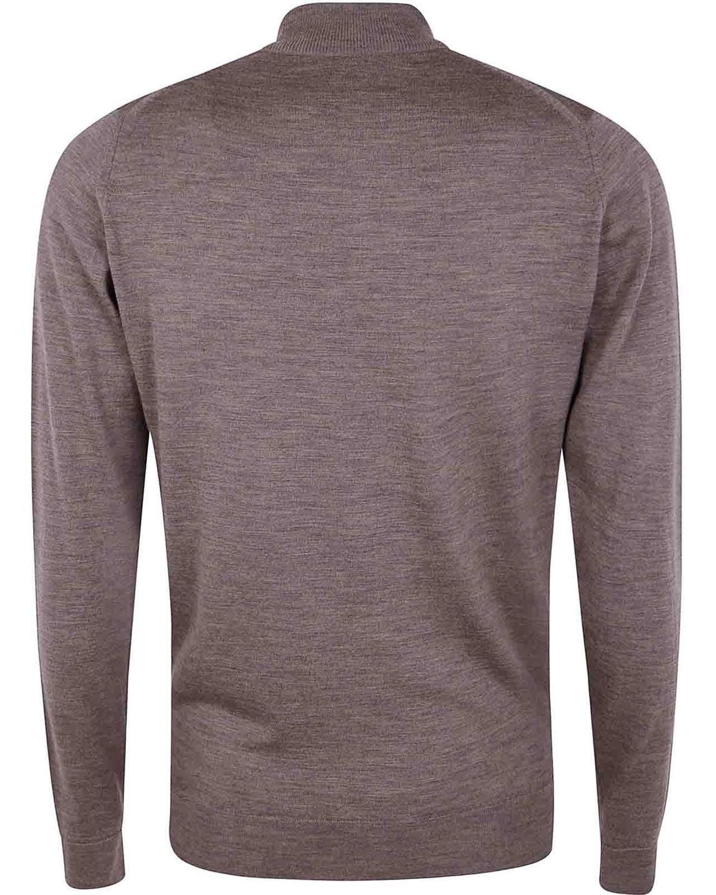 John Smedley Brown Harcourt Mock Neck for men