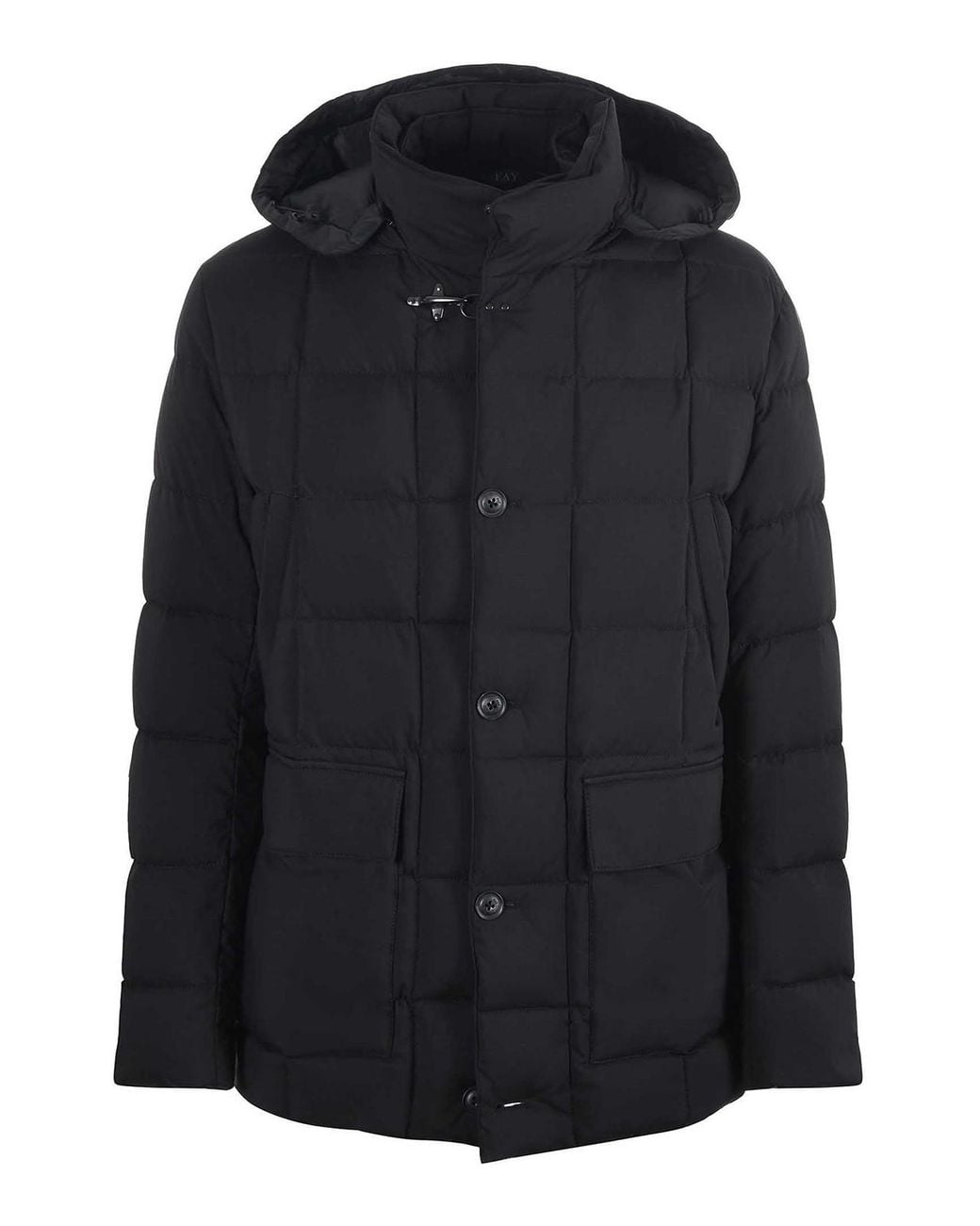Fay Black Quilted Nylon Down Jacket for men