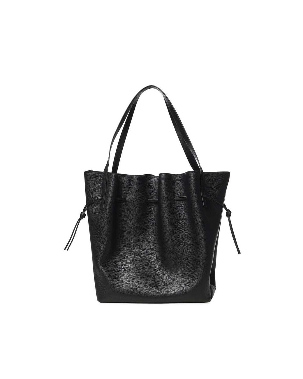 Yuzefi Black Scallop Leather Tote Bag