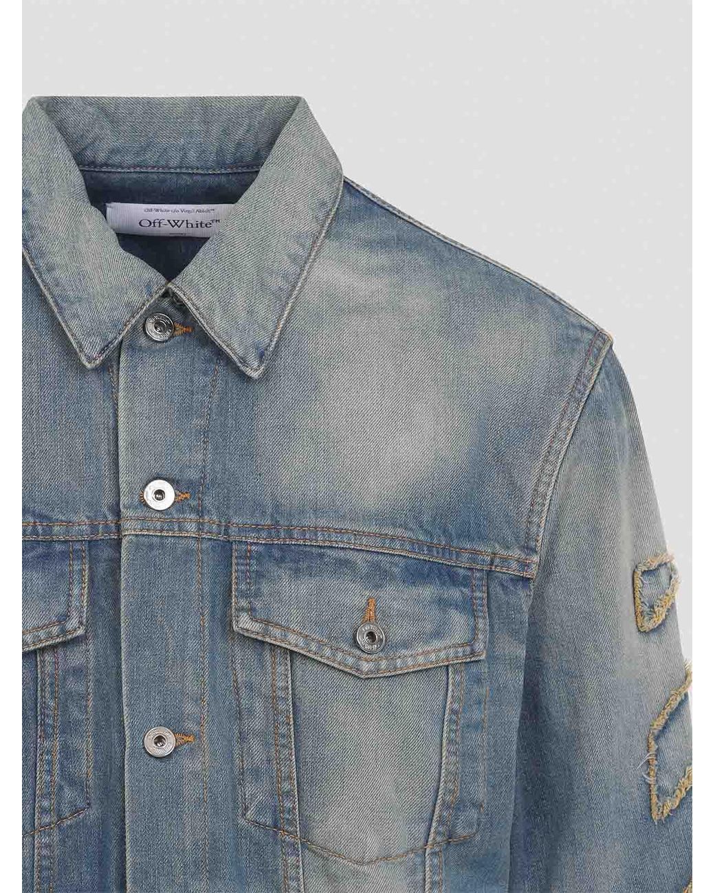 Off-White c/o Virgil Abloh Blue Off Patch Skate Jacket for men