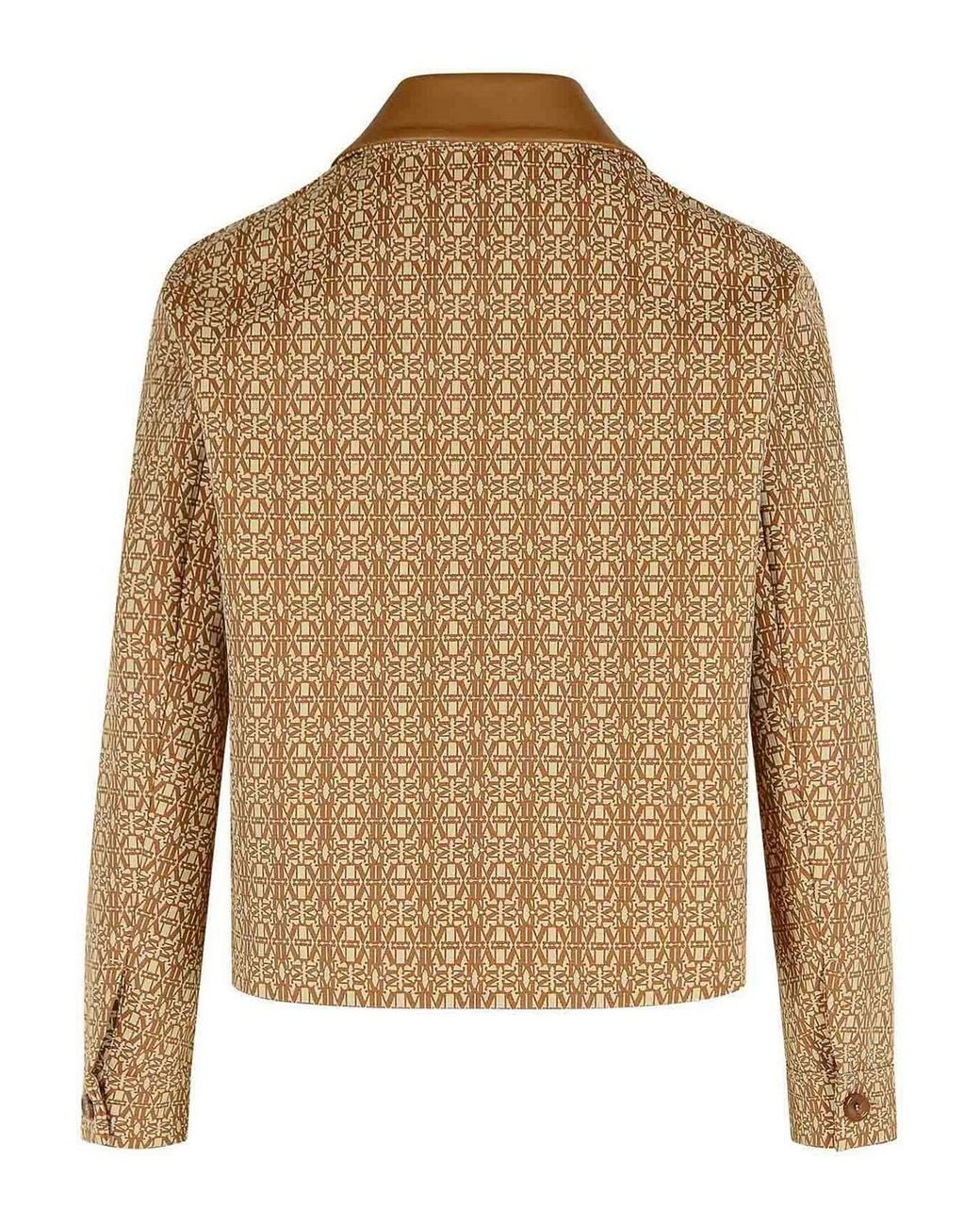 Max Mara Brown Geometric Shirt Collar Jacket