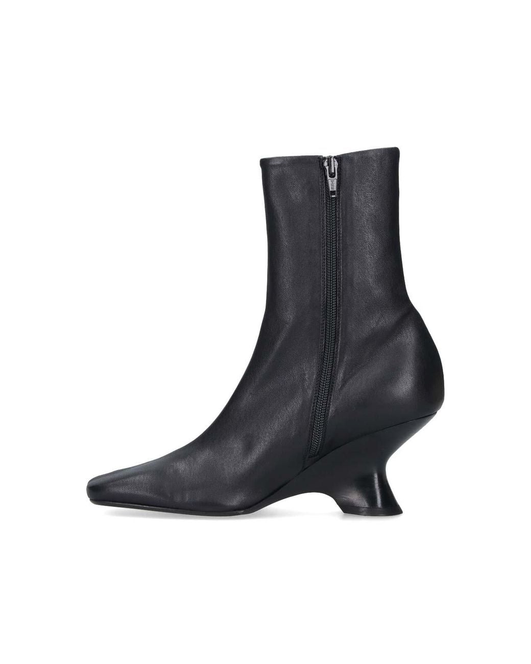 Dries Van Noten Black Leather Ankle Boots