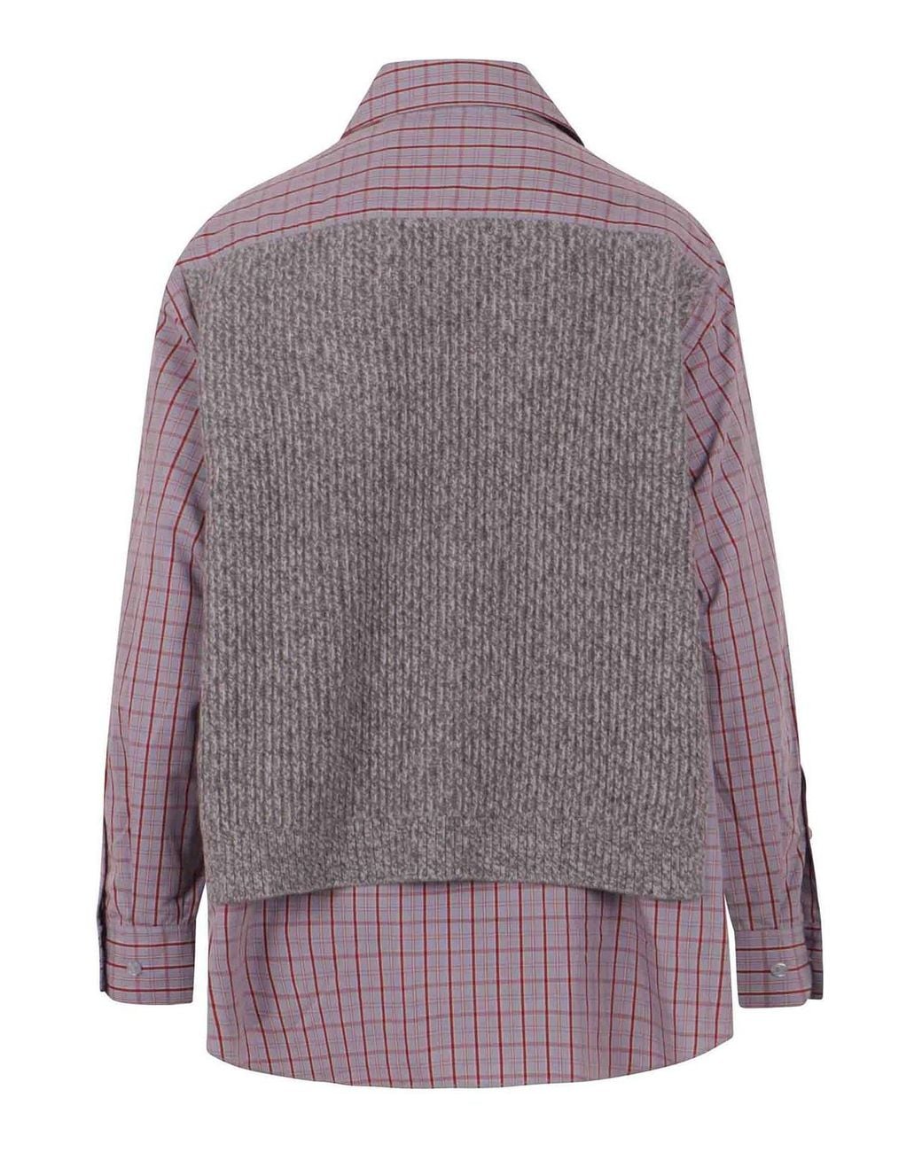 Essentiel Antwerp Purple Blouse With Overlay Of Wool Vest