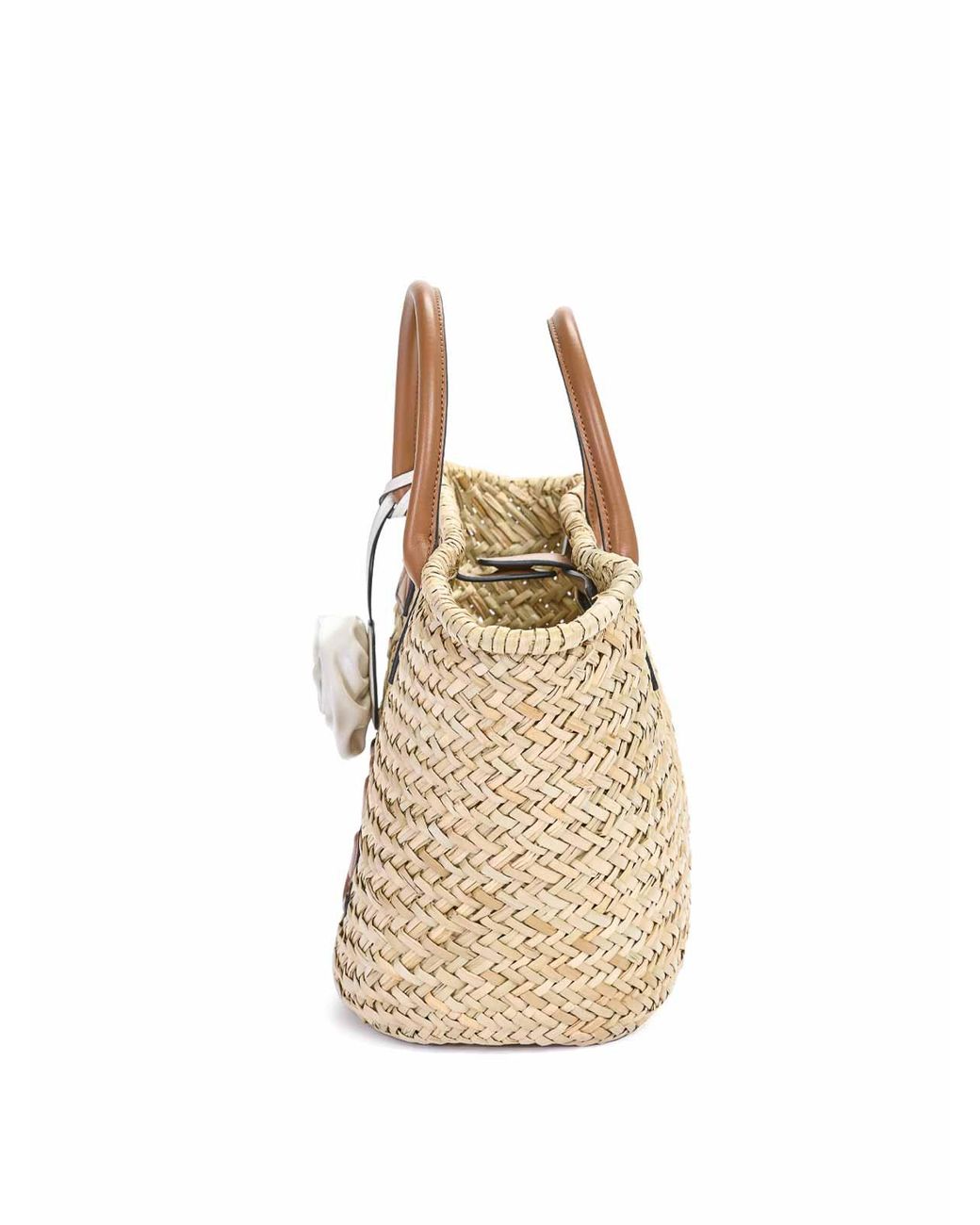 Karl Lagerfeld Metallic K/Signature Raffia Medium Basket