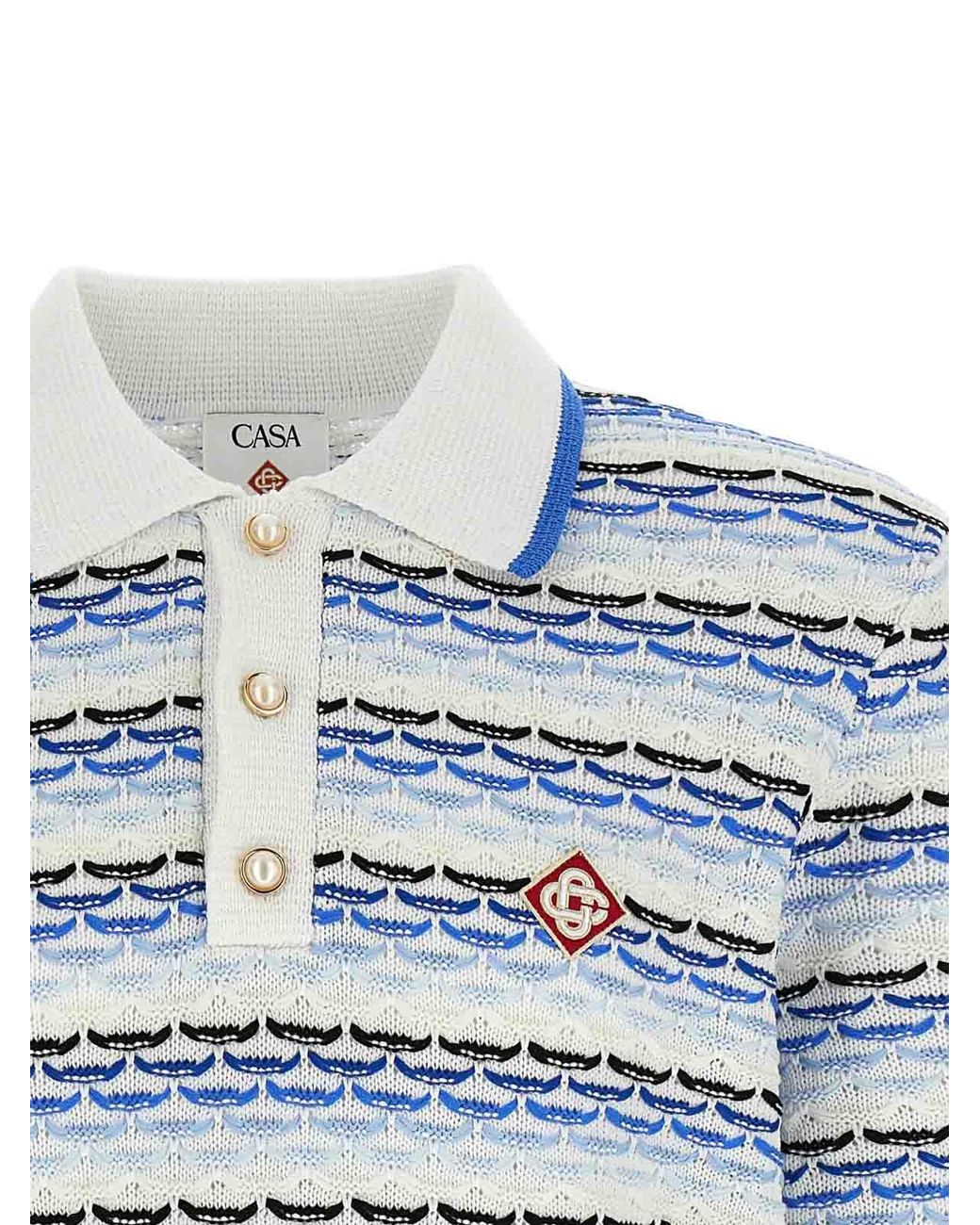 Casablanca Blue Cotton Polo Shirt for men