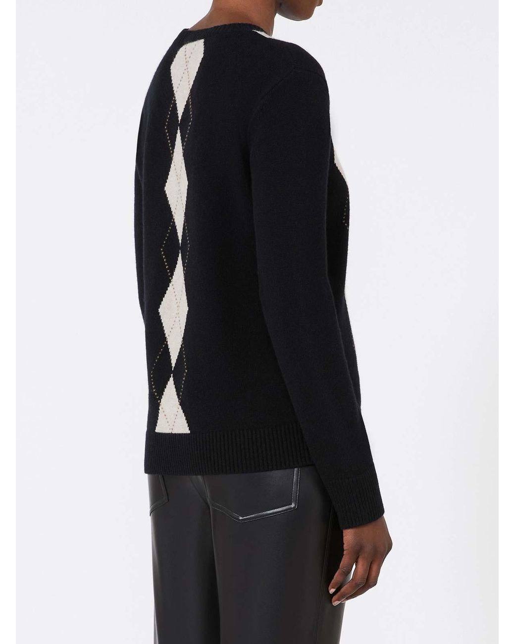 Max Mara Black Max Mara Argyle Wool And Cashmere Sweater