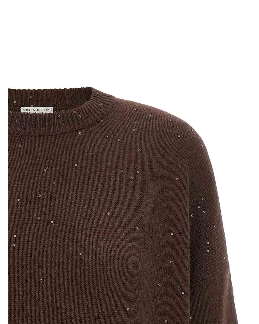 Brunello Cucinelli Brown Diamante Cashmere Jumper