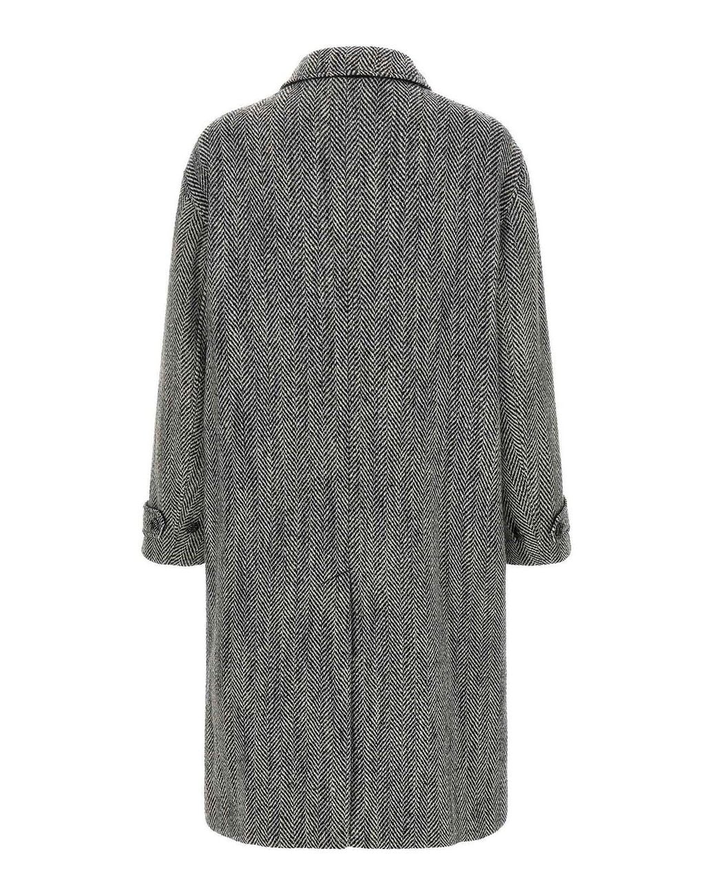 Dolce & Gabbana Gray Chevron Wool Coat for men