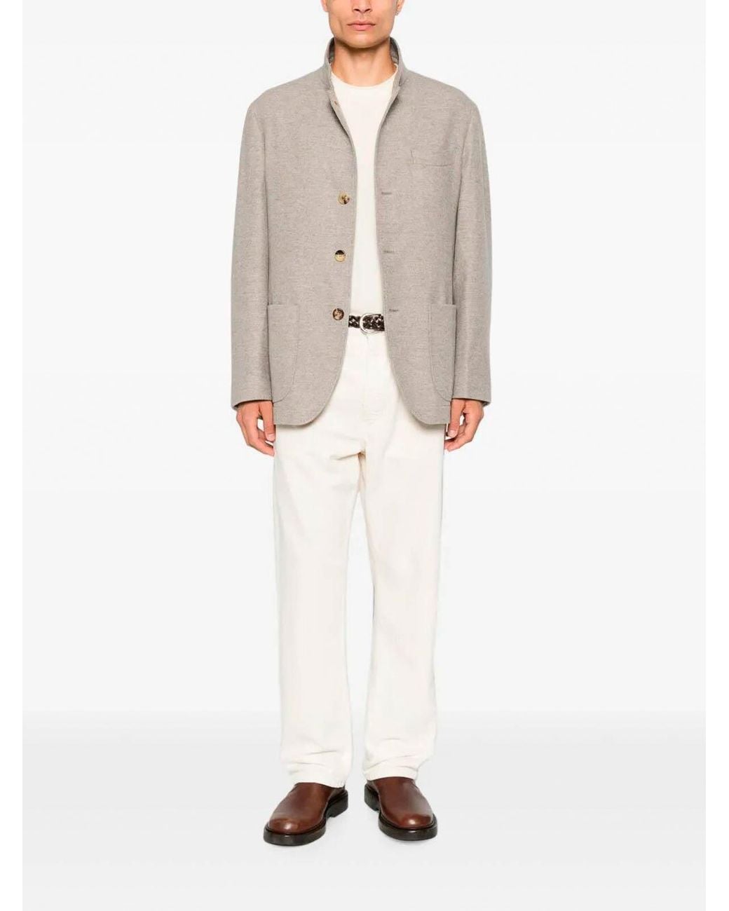 Brunello Cucinelli Brown Lightweight Cashmere Outerwear Blazer for men