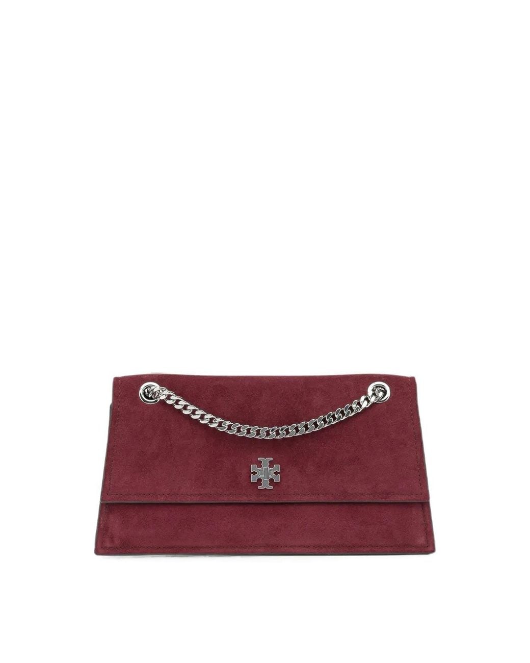 Tory Burch Purple Kira Turnlock Suede Shoulder Bag Merlot