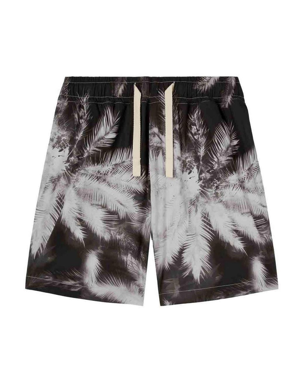 Palm Angels Black Shorts Blueprint Palms for men
