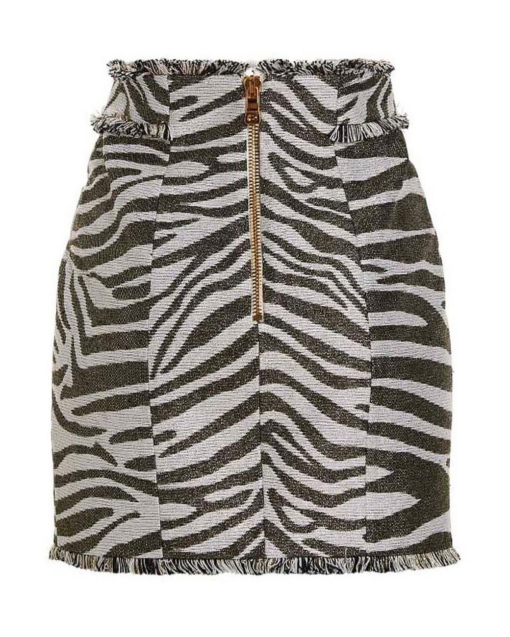 Balmain Gray Lurex Zebra Skirt