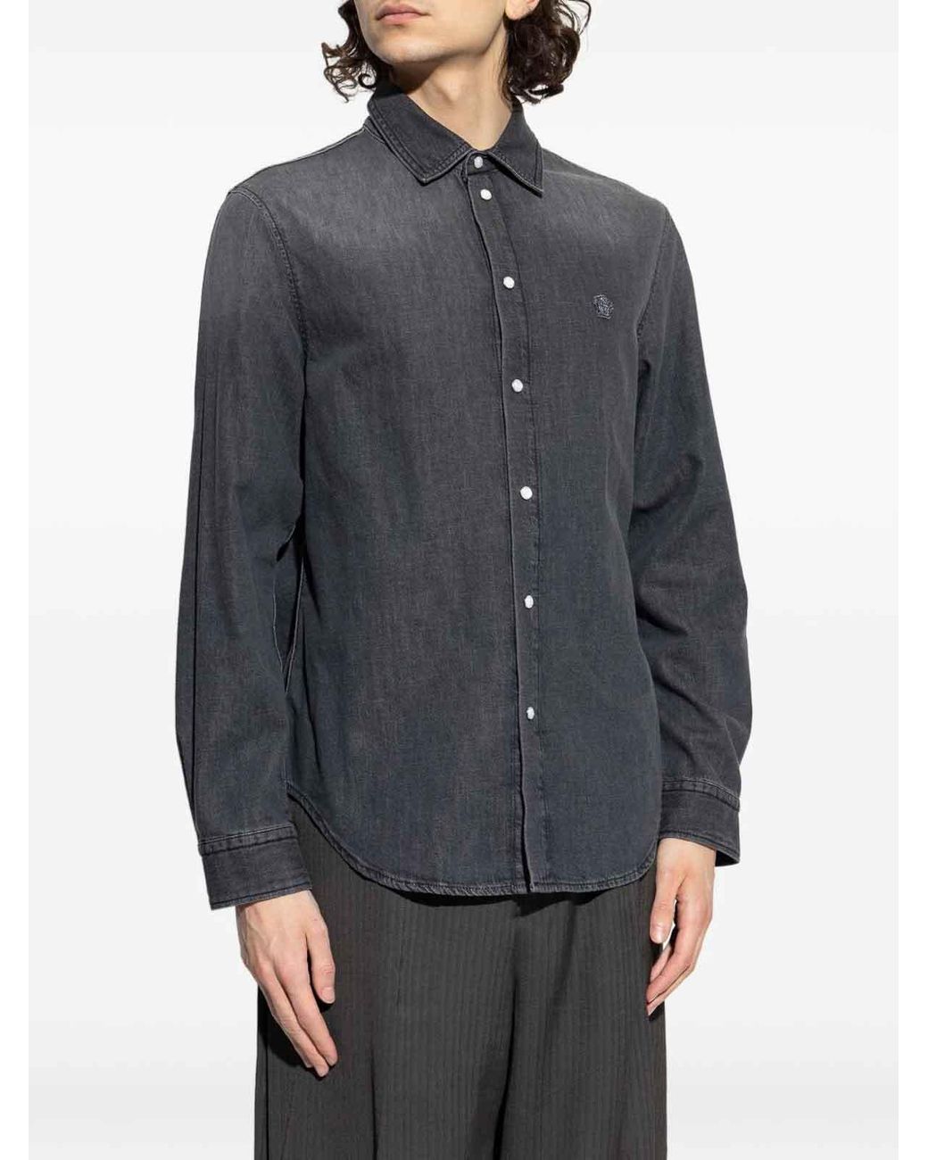 Versace Gray Lightweight Denim Shirt for men