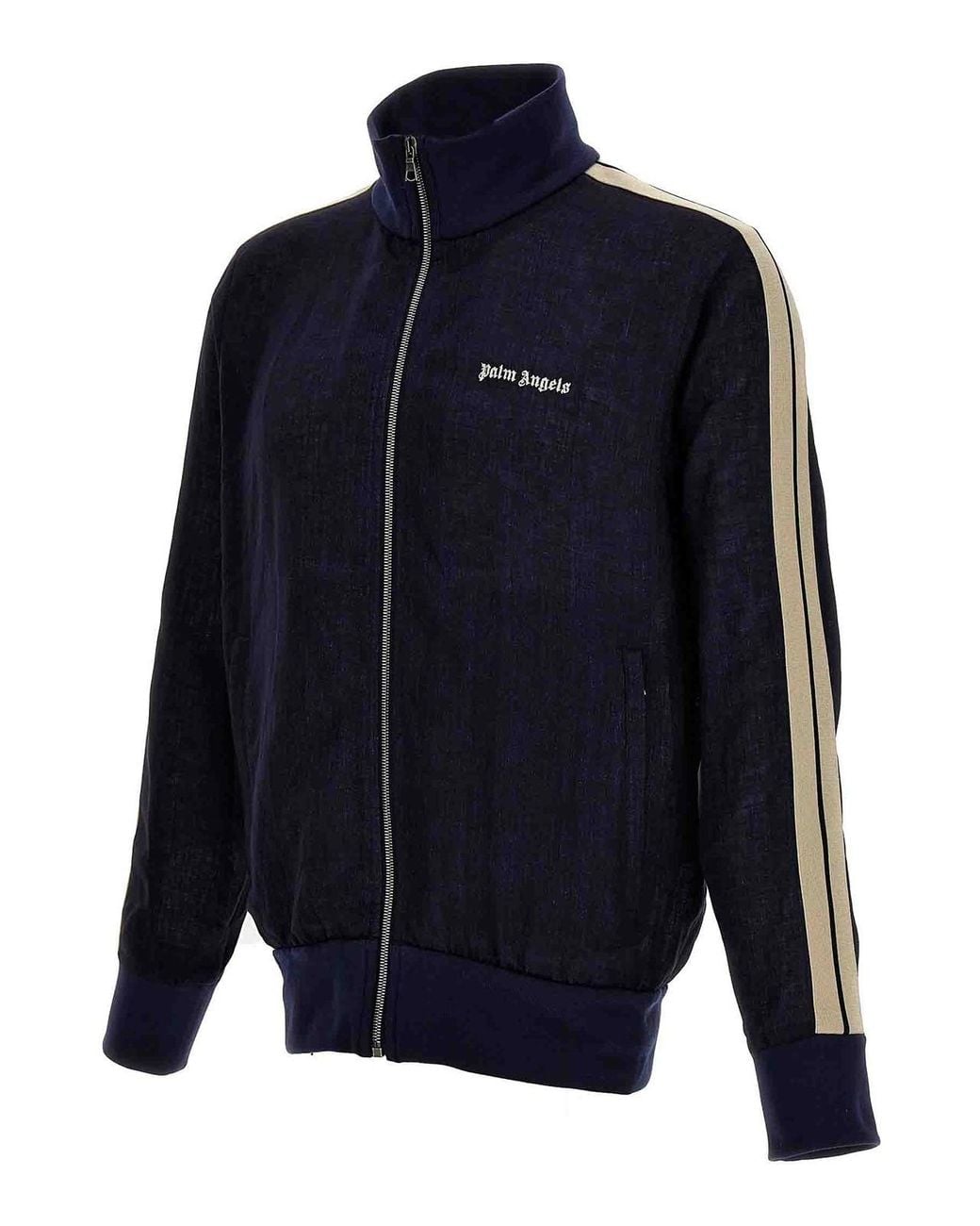 Palm Angels Blue 'Classic Logo Linen Track' Sweatshirt for men